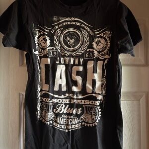 Johnny Cash Graphic Tee in Black with White Print